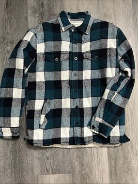 Aeropostale Black and White Plaid Sherpa-Lined Jacket